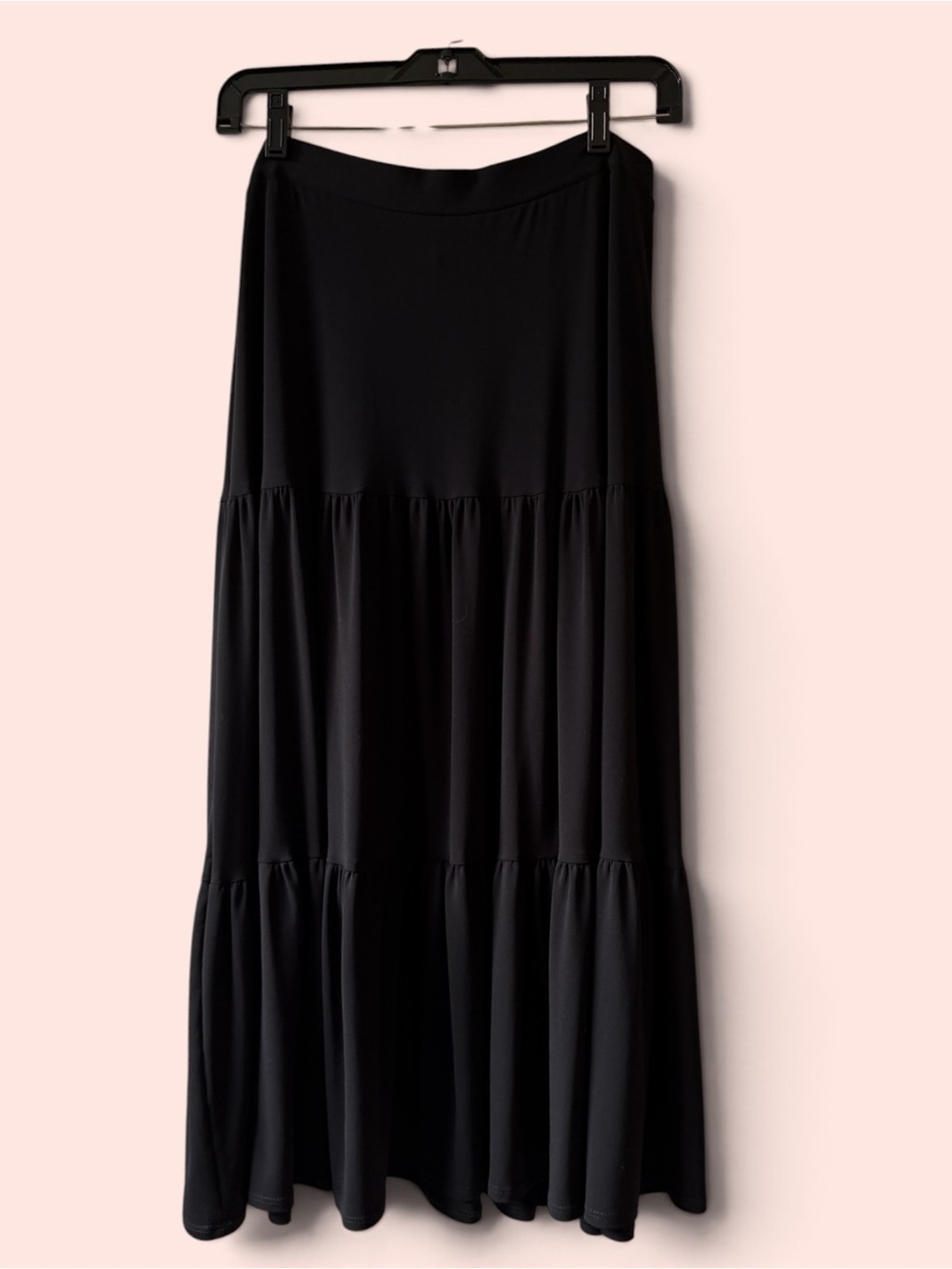 Travel Elements Black Tiered Stretchy Maxi Skirt with